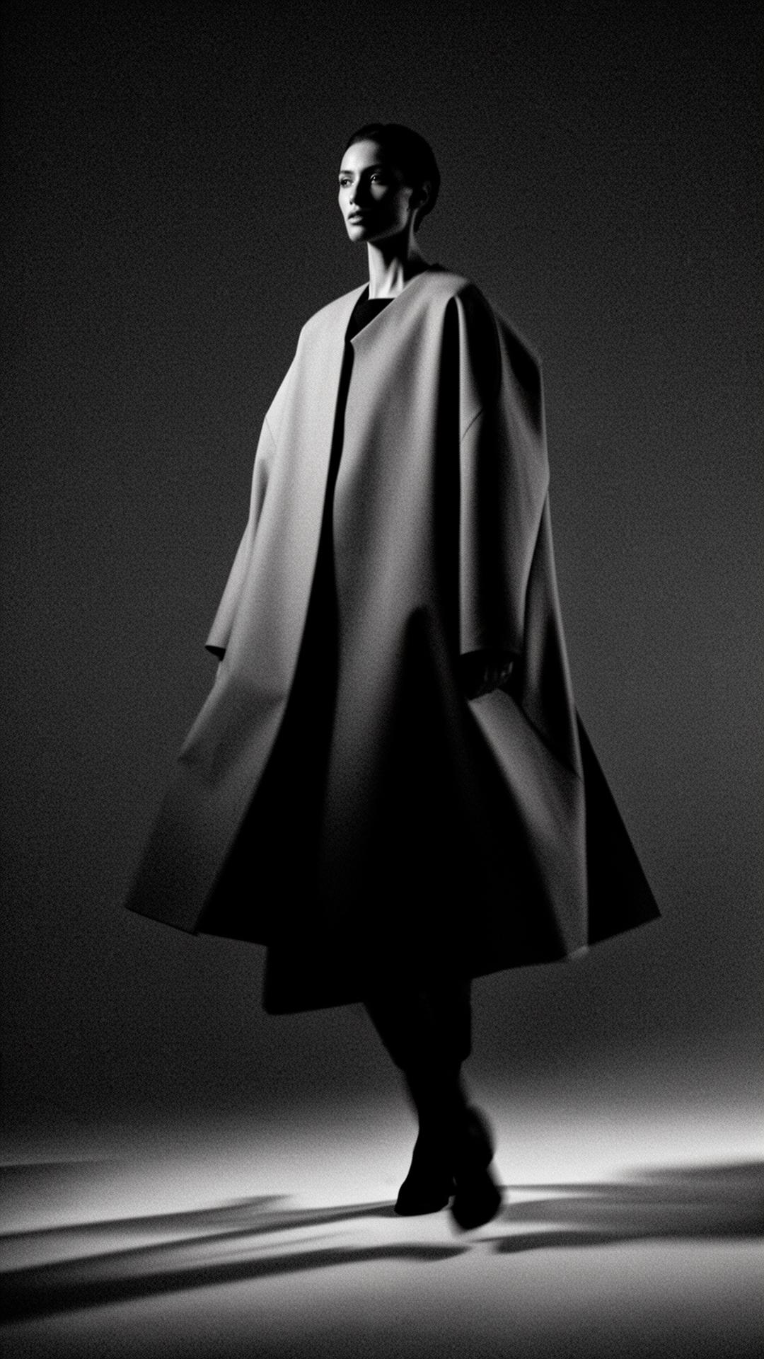 Editorial fashion campaign — model in warm-toned couture